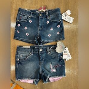 Embroidered  seven7 Denim Shorts with Floral and Love Design girls size 12 nwt